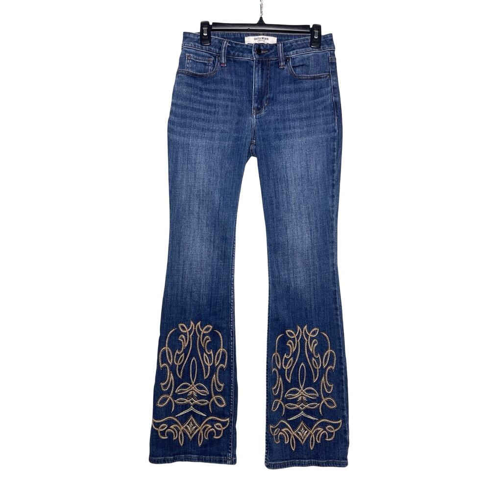 IDYLLWIND Embroidered Hawkins Dark Wash Rebel Mid Rise Bootcut Jean - Picture 4 of 7